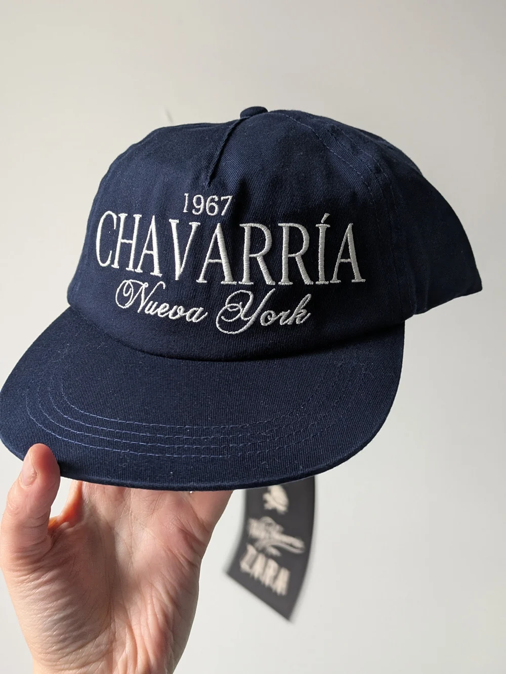 NWT WILLY CHAVARRIA Zara Navy and White Baseball Cap with Embroidered Labels - Picture 1 of 12